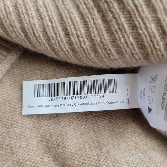 NWT Quince 100% Cashmere Boxy Crewneck Sweater, Oatmeal Beige, M - Picture 5 of 9